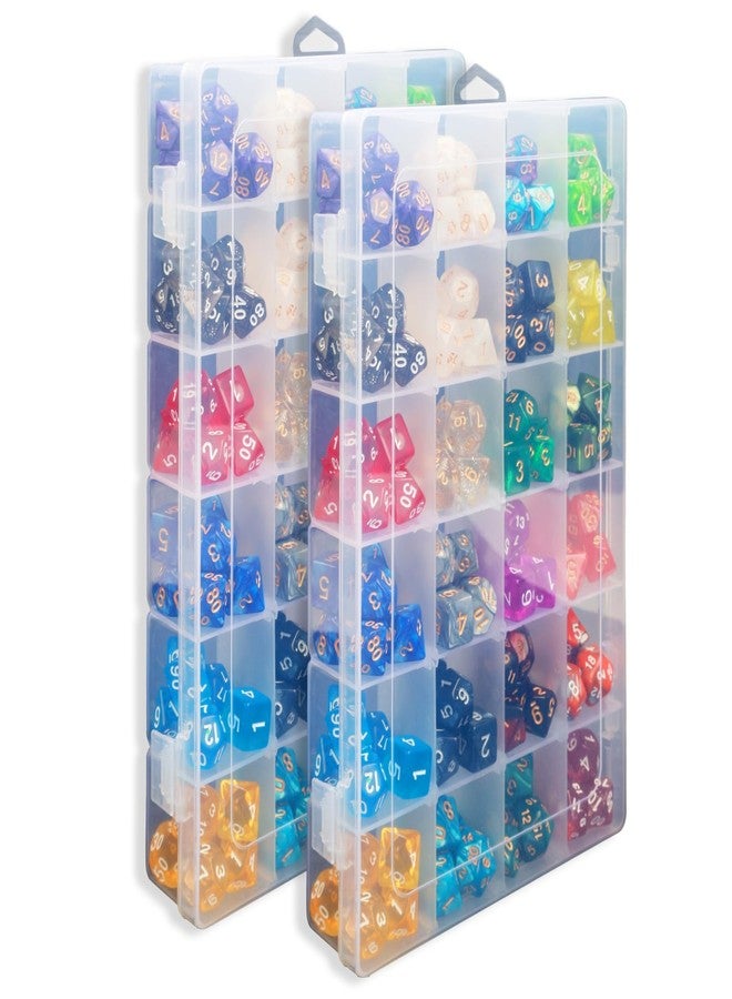 PUGED 2 Pack DND Dice Storage Box Each 24 Grids Polyhedral Dice Organizer with Removable Dividers Holding Up To 1600 Dices Small Craft Containers for Dice Collectors or RPG D&D Games (Box only) - Image 1